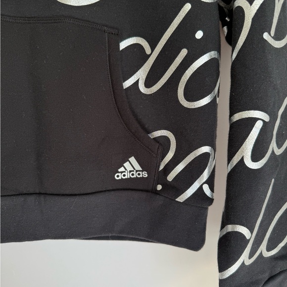 Adidas Girls Size 14 Script Fleece Pullover Hoodie - Picture 4 of 5